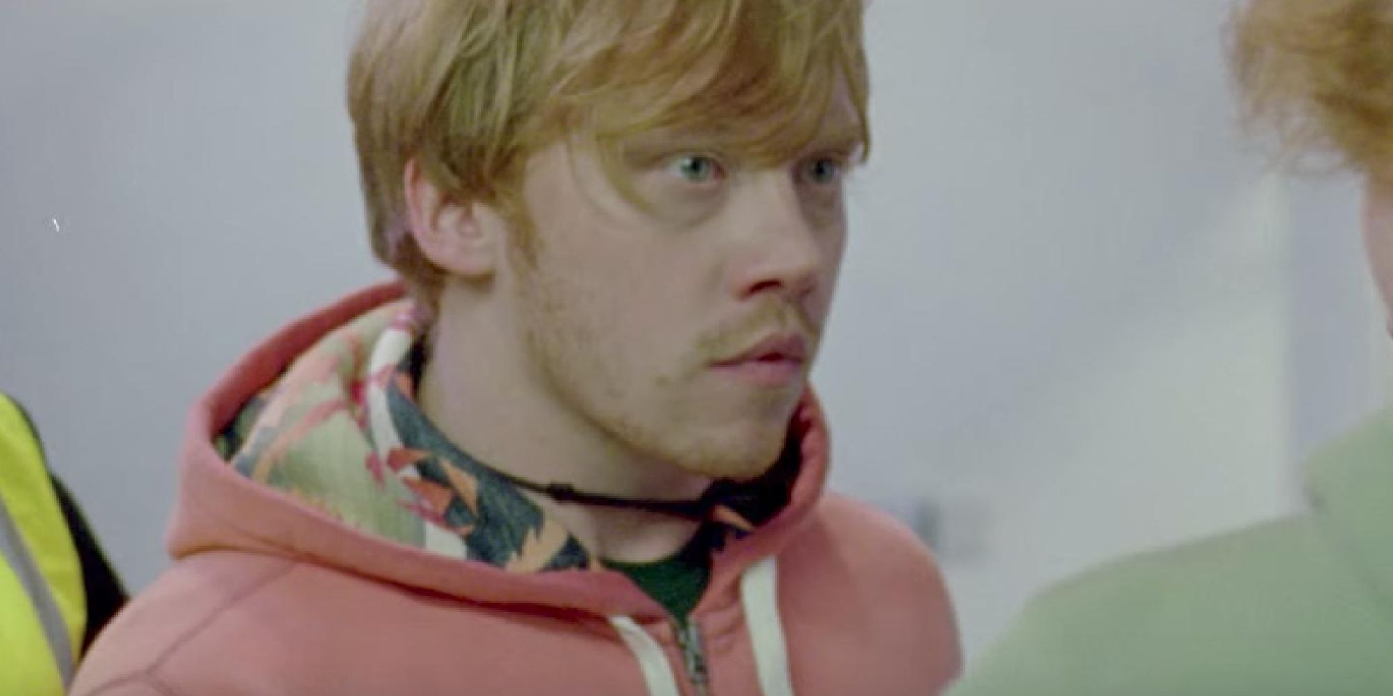 Rupert Grint meeting Ed Sheeran at the end of the Lego House music video