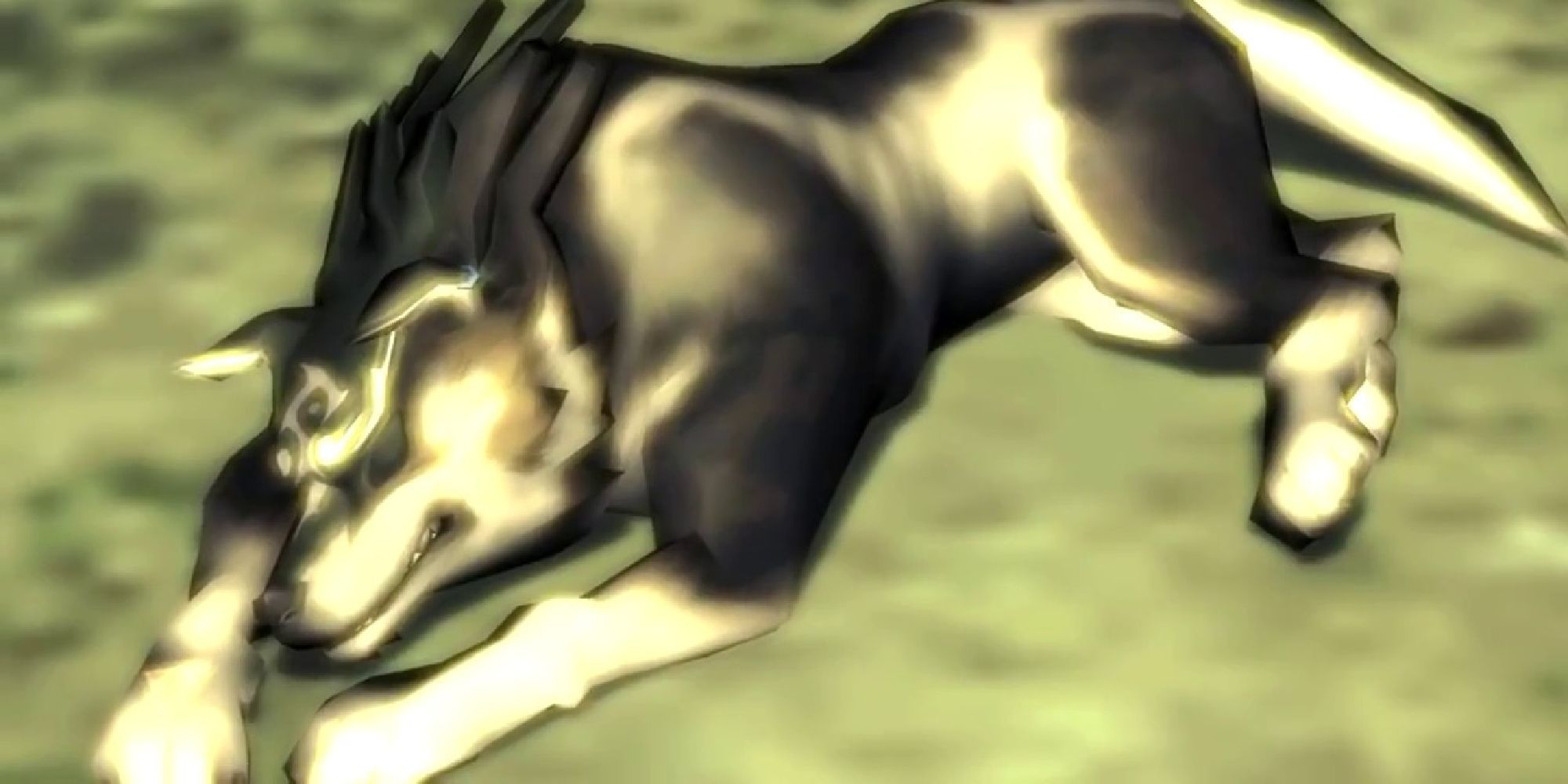 Wolf Link lying on the ground after the Shadow Beast attack