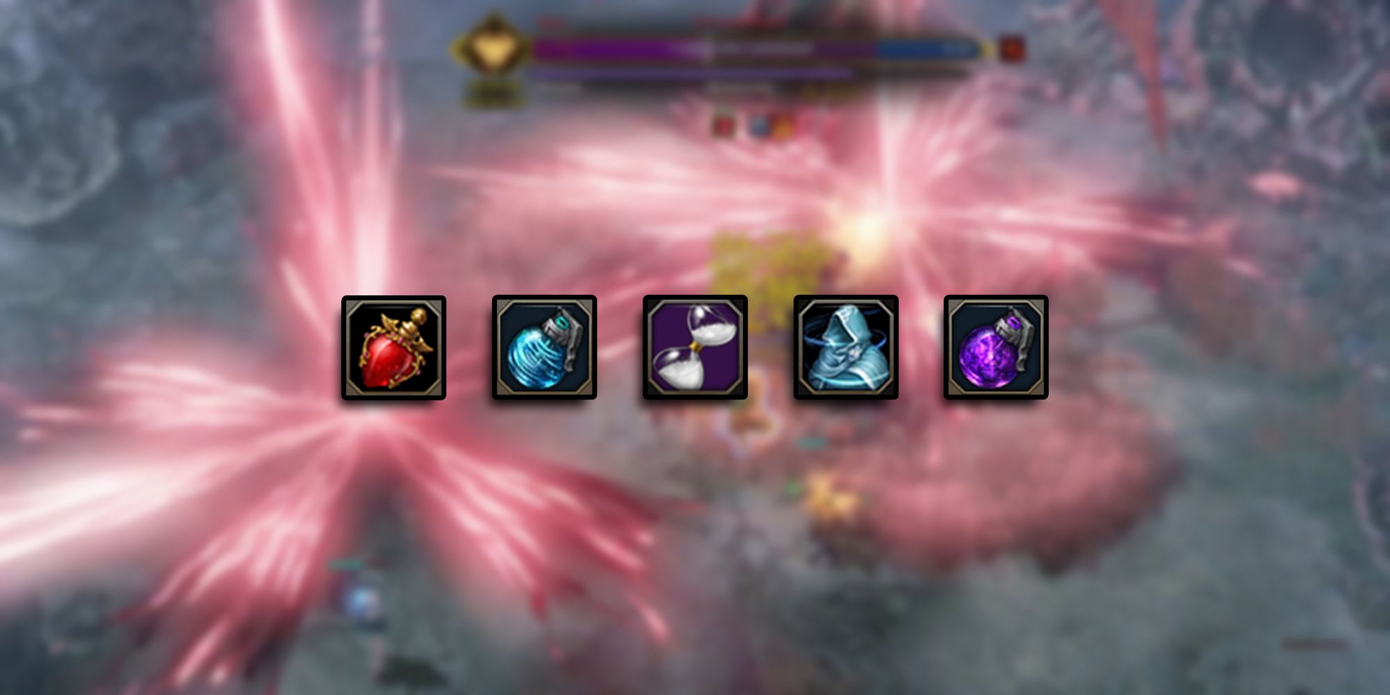 Lost Ark - Consumables Reccomended For Oreha Preveza Overlaid On Image Of Mid Fight With Lightning Form Albion