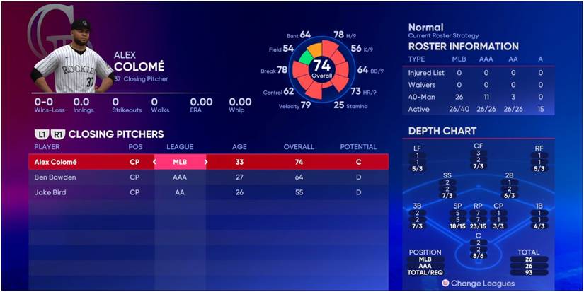 MLB The Show 22 Closing Pitchers For The Colorado Rockies