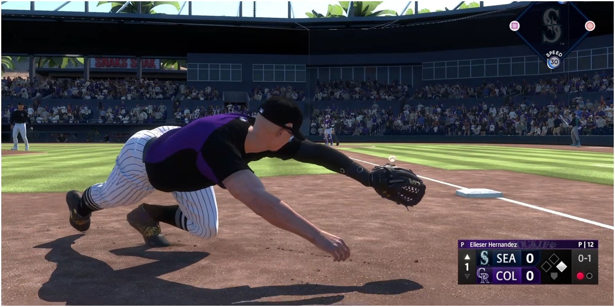 MLB The Show 22 Diving For A Ball On The Third Base Line