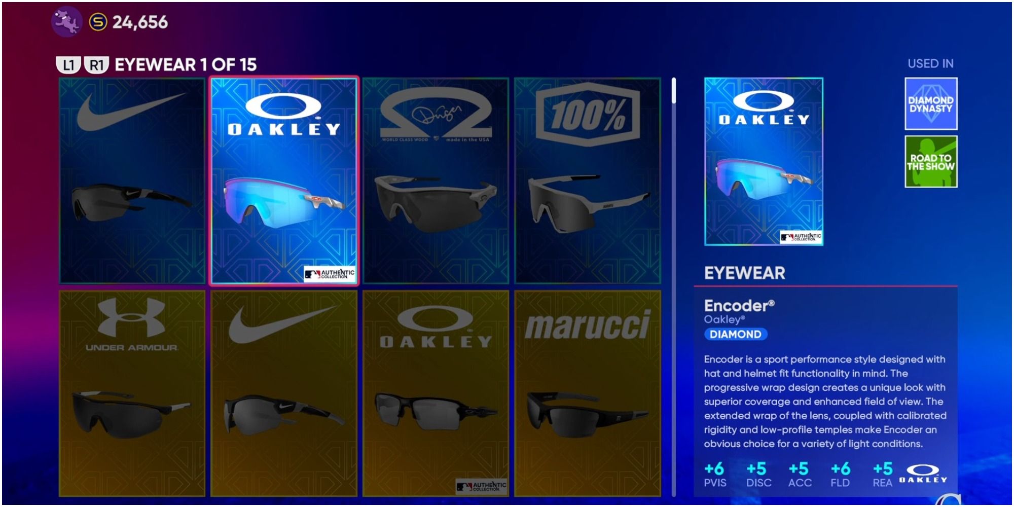 MLB The Show 22 Equipping The Encoder Eyewear