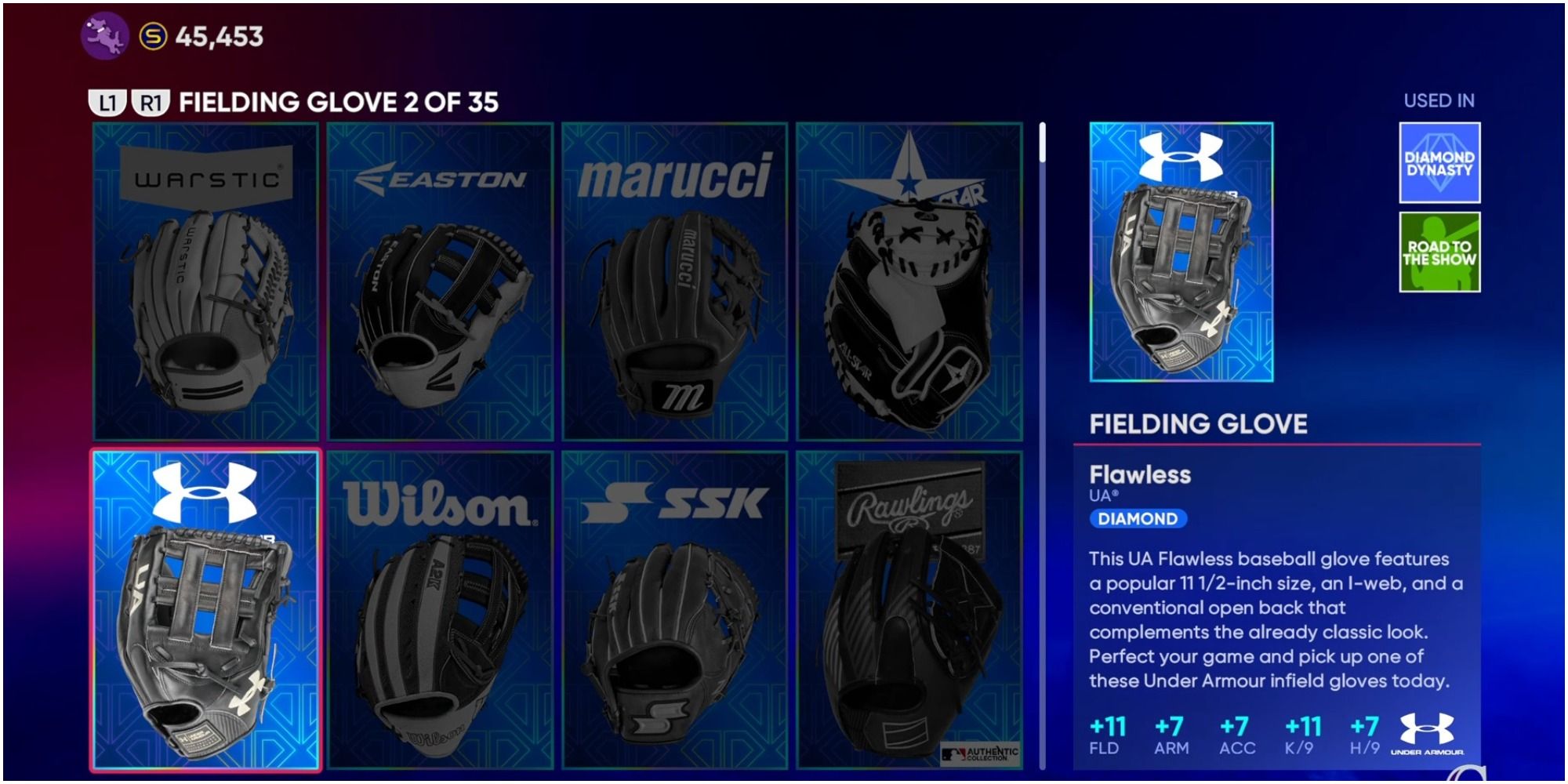 MLB The Show 22 Equipping The Flawless Fielding Glove