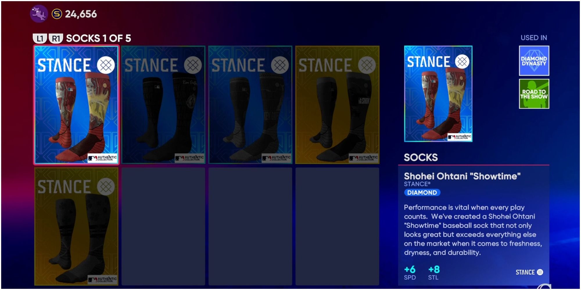 MLB The Show 22 Equipping The Shohei Ohtani Showtime Socks