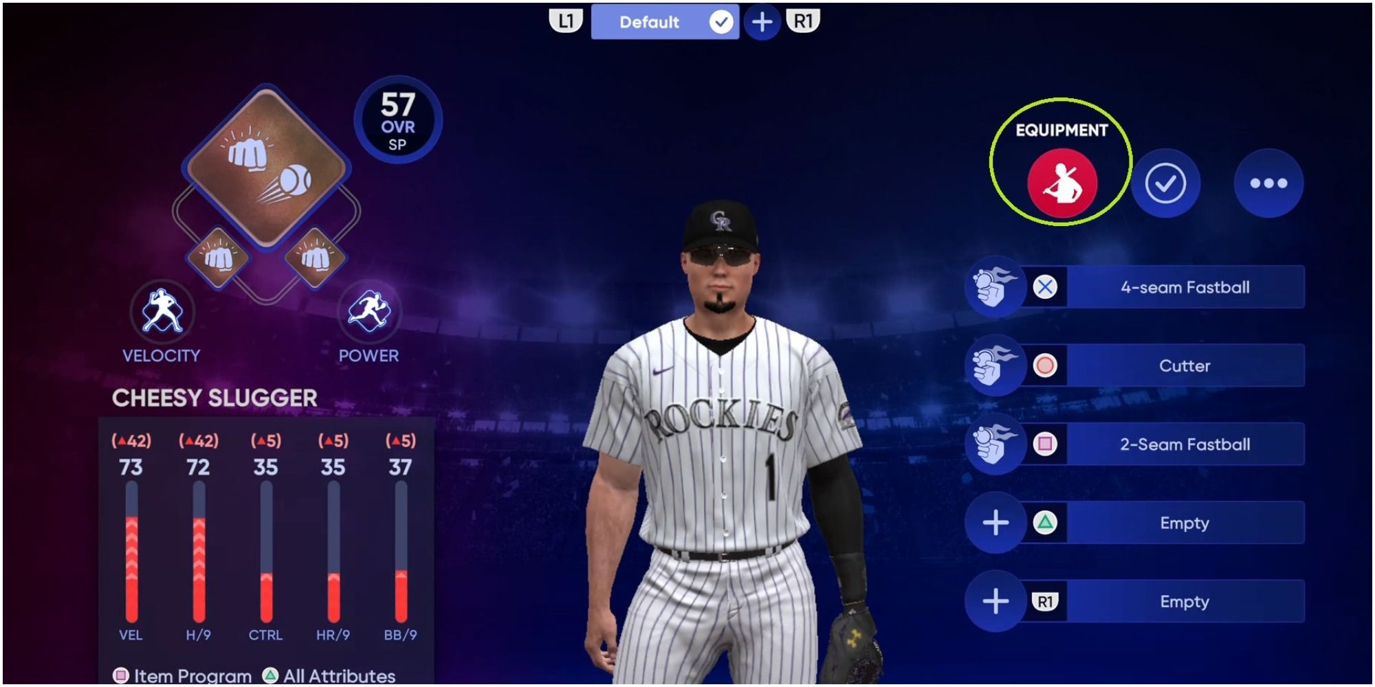 MLB The Show 22 Finding The Items Button Under The Loadout Tab