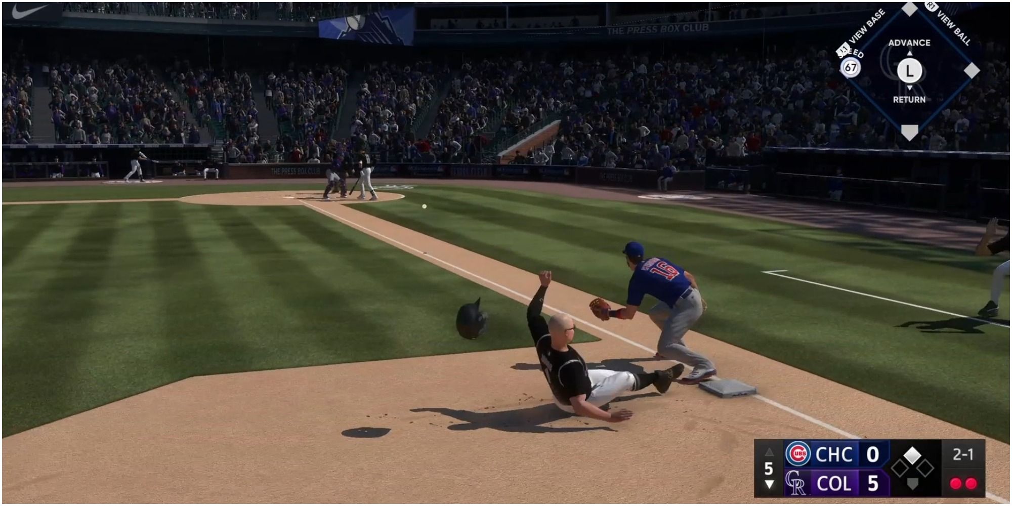 MLB The Show 22 Sliding To Steal Third Base