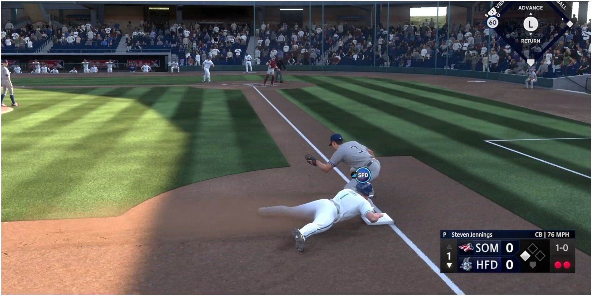 MLB The Show 22 Stealing Third Base In The Minor Leagues
