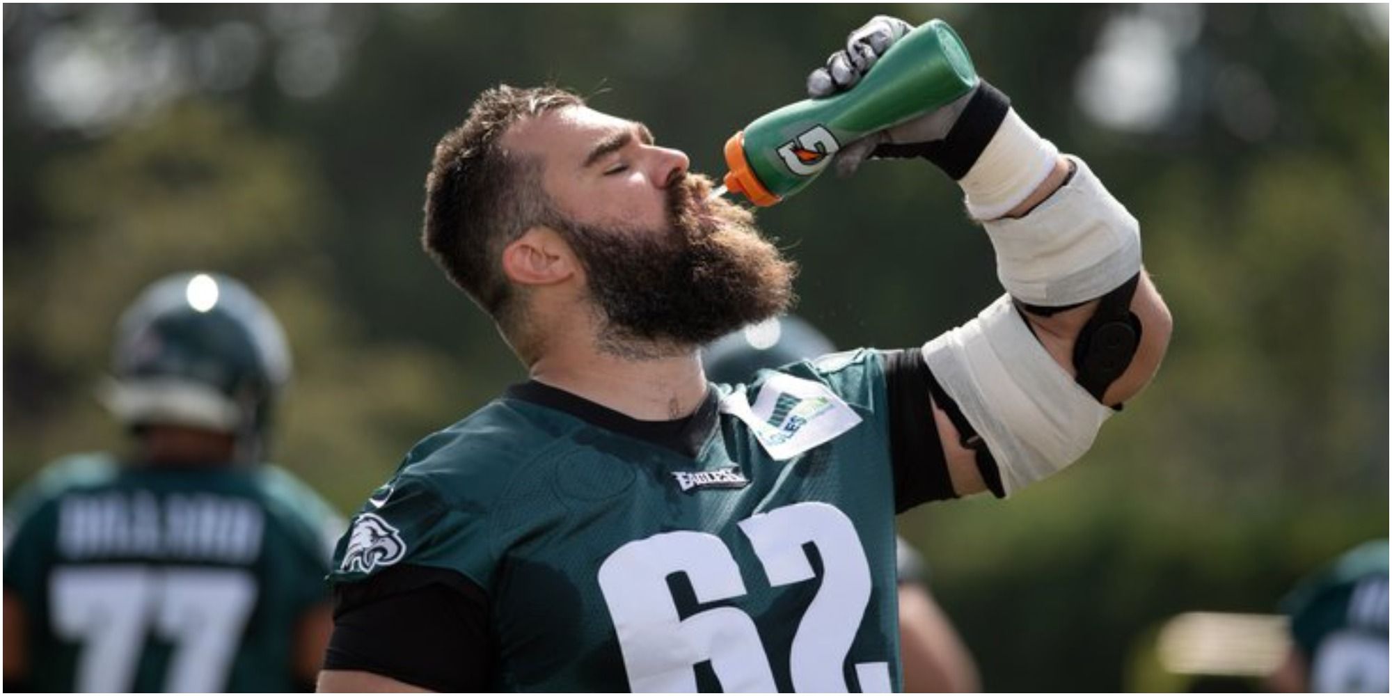 Madden NFL 22 Jason Kelce Taking A Drink During Practice