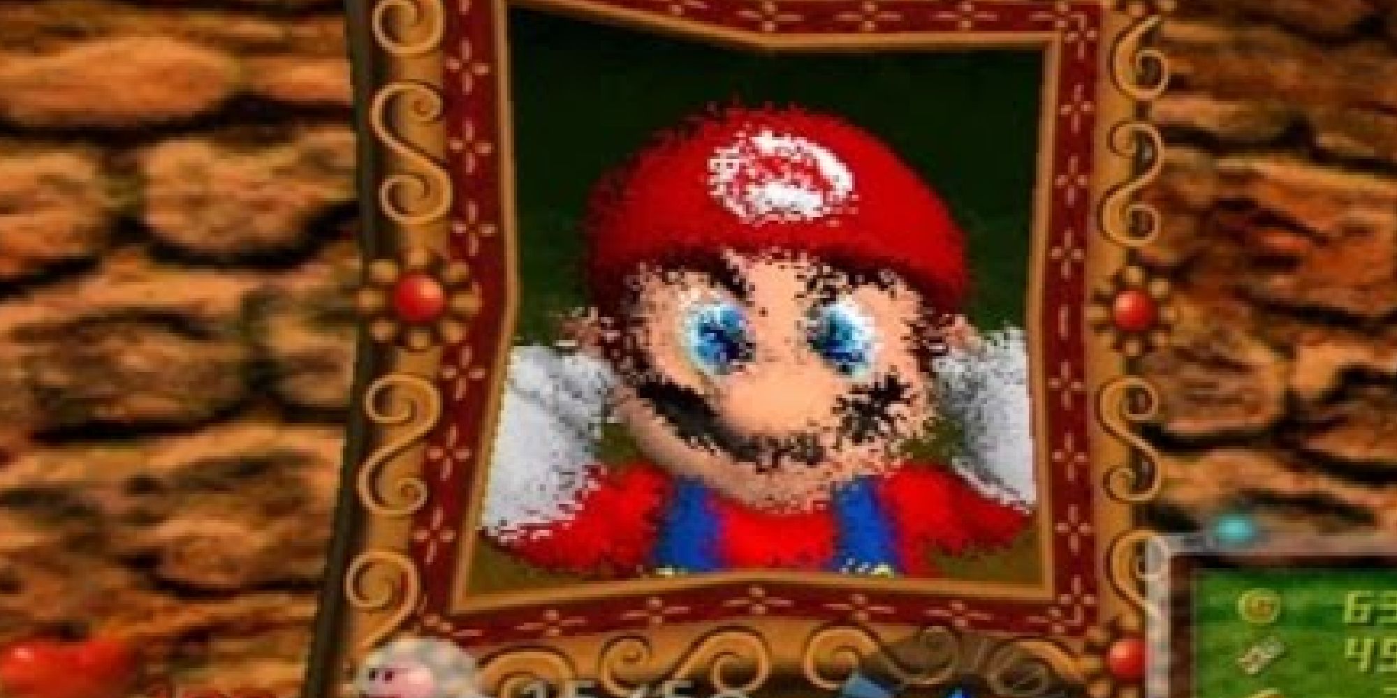 Mario trapped behind a painting in Luigi's Mansion