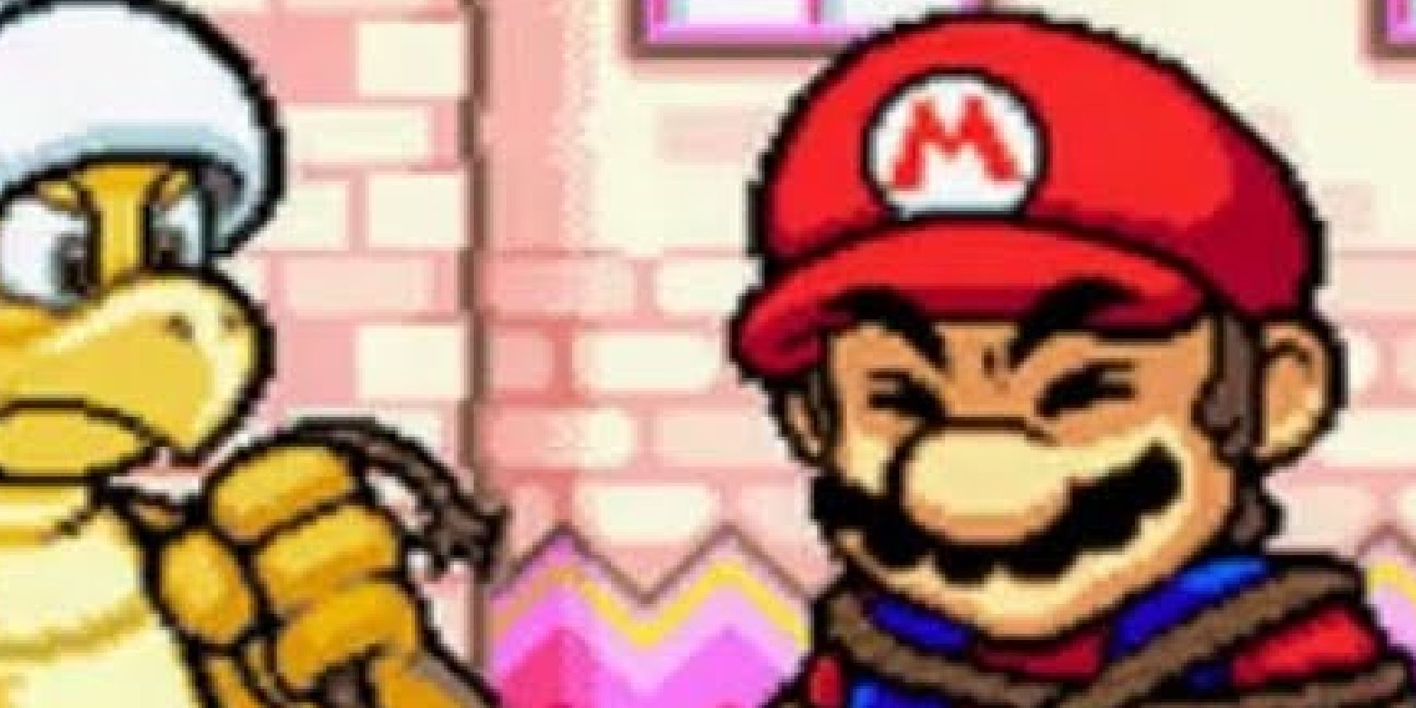 Mario being held hostage by a Hammer Bro in Super Princess Peach