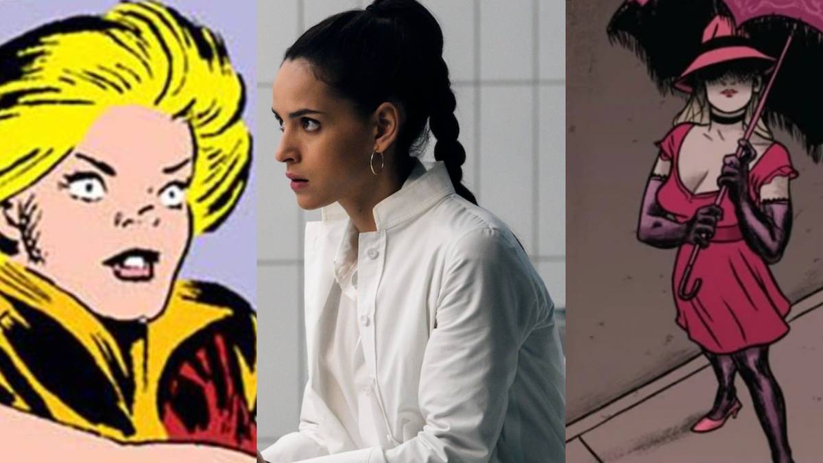 A split image depicts Martine Bancroft in the 1970s Marvel comics, in Sony's Morbius movie, and in modern Marvel comics