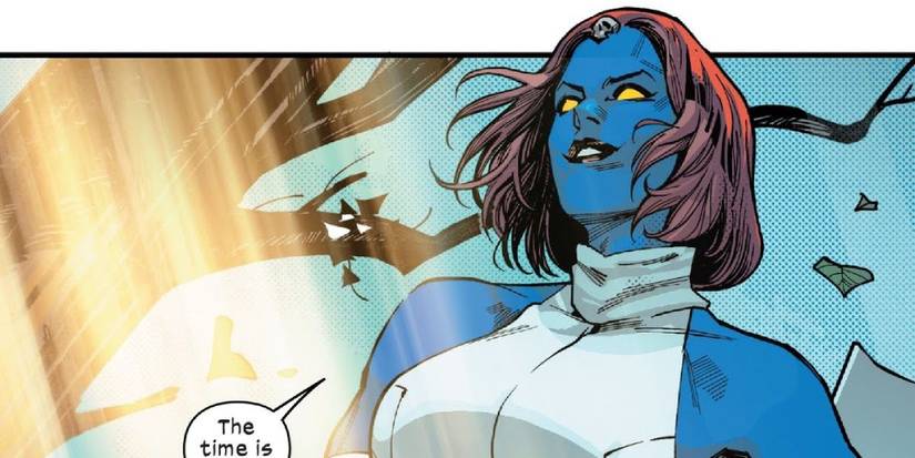 Mystique standing next to a tree in sunlight