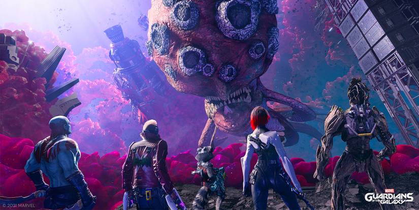 Marvels-Guardians-of-the-galaxy-video-game-guardians-fighting-alien