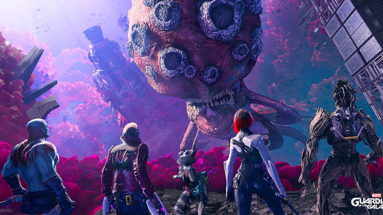 Marvels-Guardians-of-the-galaxy-video-game-guardians-fighting-alien