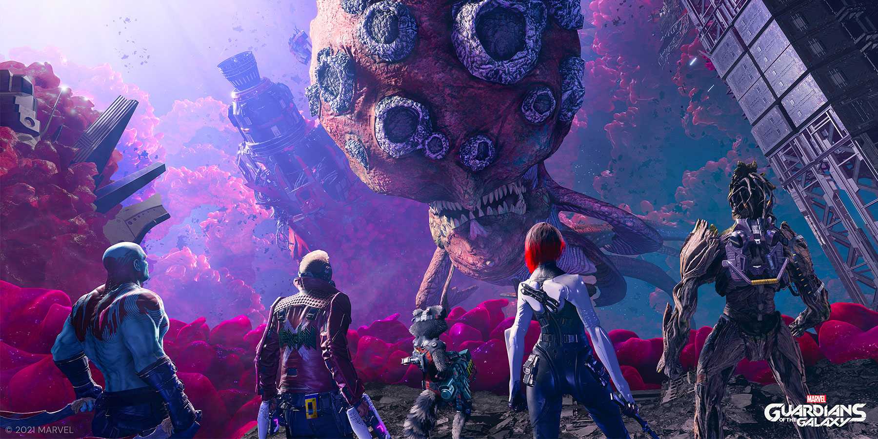 Marvels-Guardians-of-the-galaxy-video-game-guardians-fighting-alien