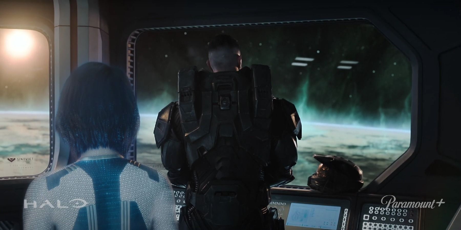 Cortana and Master Chief backshot in Halo series