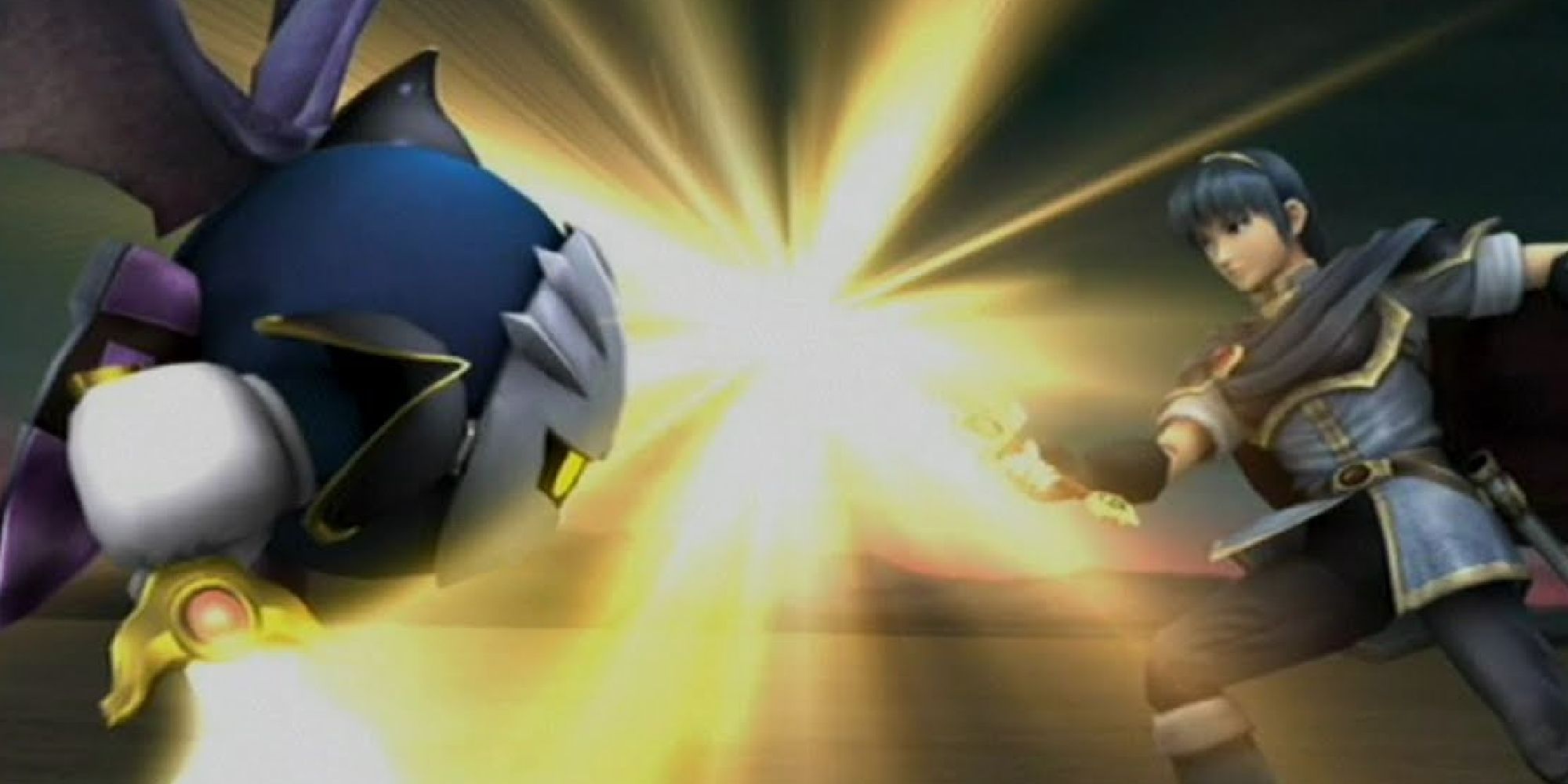 Meta Knight dueling with Marth in The Subspace Emissary