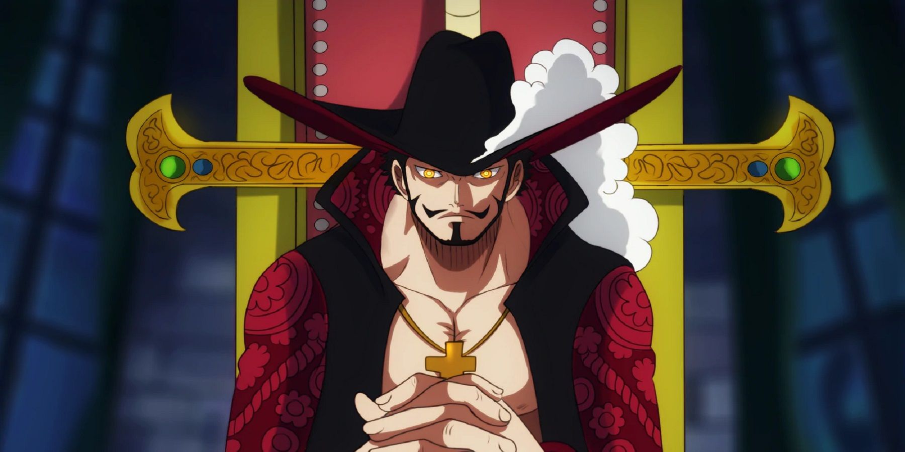 Dracule Mihawk Sitting Patiently in His Castle In One Piece 