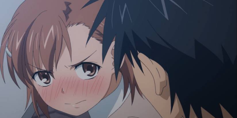 Mikoto Misaka blushing while with Toma Kamijo a certain magical index