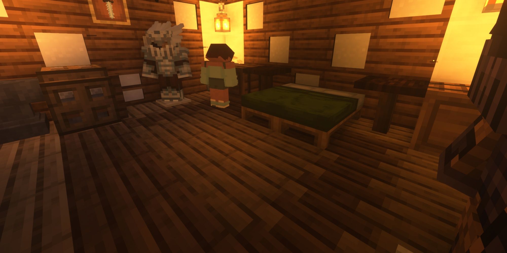 Minecraft oak floor with a ring of spruce wood