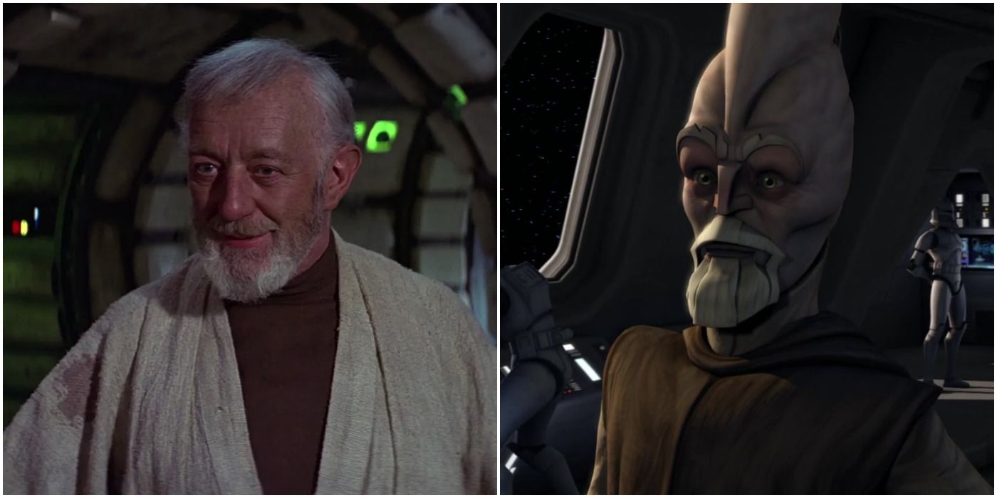 Obi-Wan Kenobi in Star Wars: A New Hope and Ki Adi Mundi in The Clone Wars