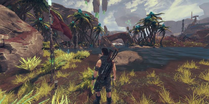 Player character on an alien planet in Exoplanet First Contact