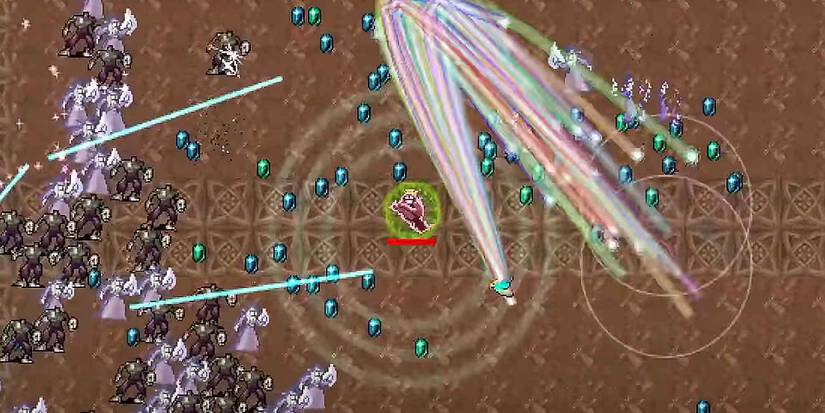 Toastie in the Inlaid Library In Vampire Survivors