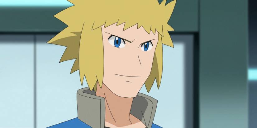 Volkner appearing during a gym battle in Pokemon Journeys