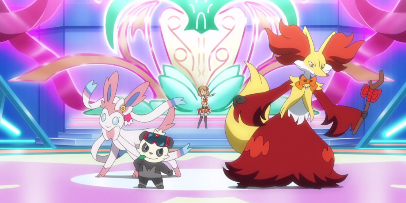 Pokemon Journeys Serena Sylveon, Pancham, and Delphox "Eevee and Nymphia! Encounters and Reunions!!"