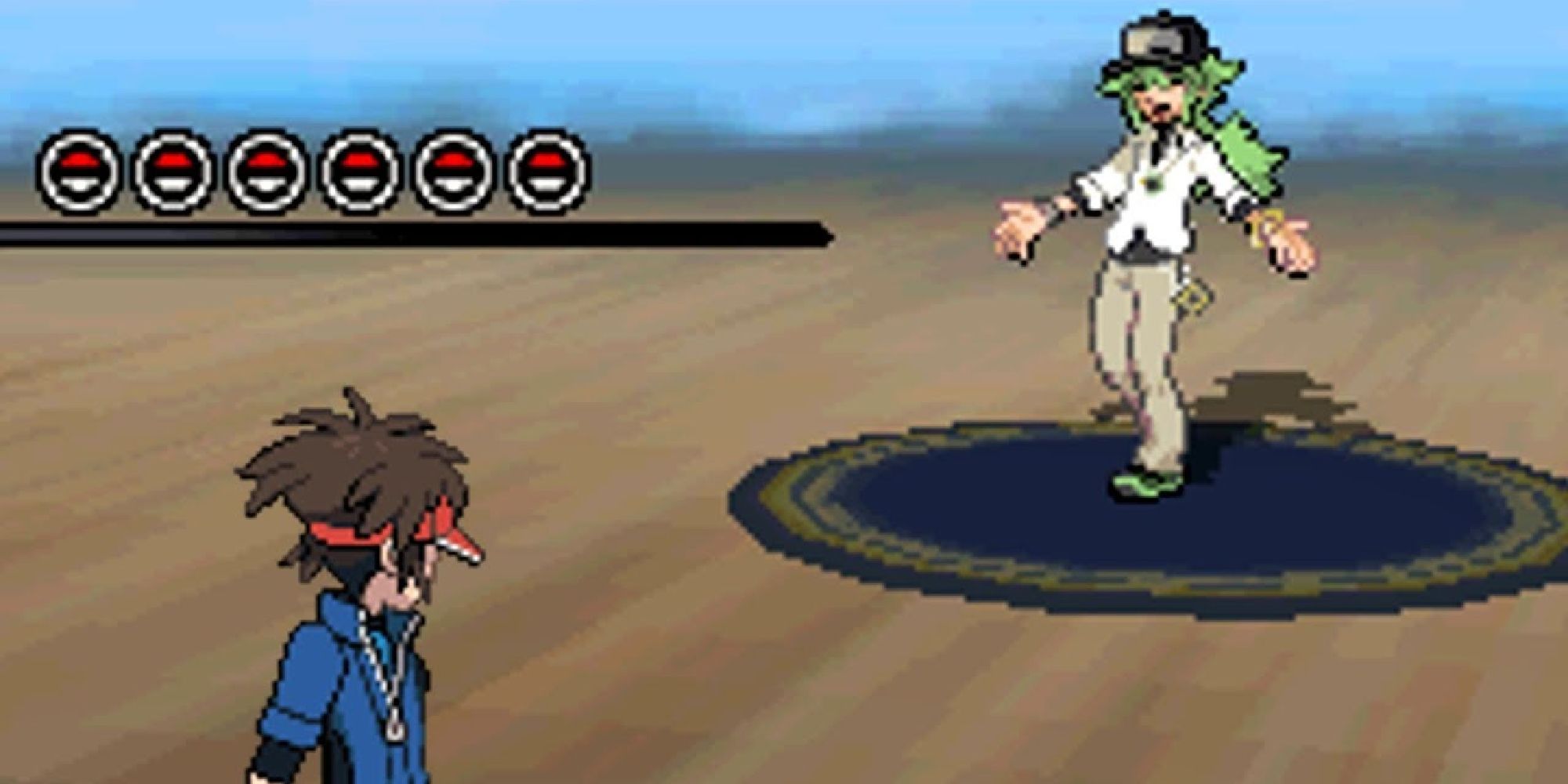 A male player battling N in Pokemon Black 2 & White 2