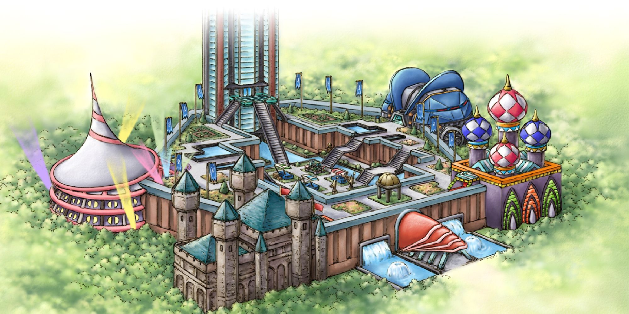 Artwork of the Battle Frontier from Pokemon Platinum