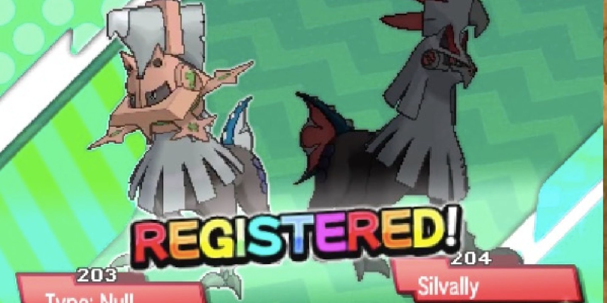 Type Null being registered in a Pokedex in Sun & Moon next to Silvally