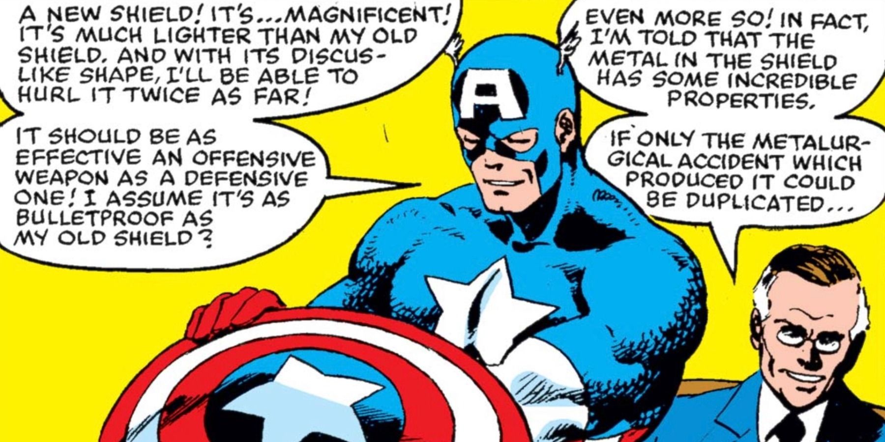 President Franklin Roosevelt giving the shield to Captain America