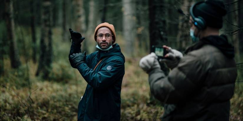 Riley Stearns on the set of Dual