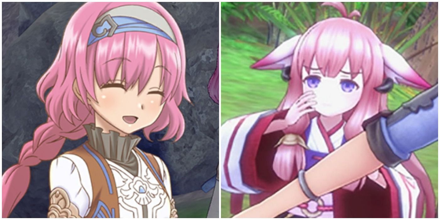 Rune Factory 5 characters Priscilla being happy and Hina being upset