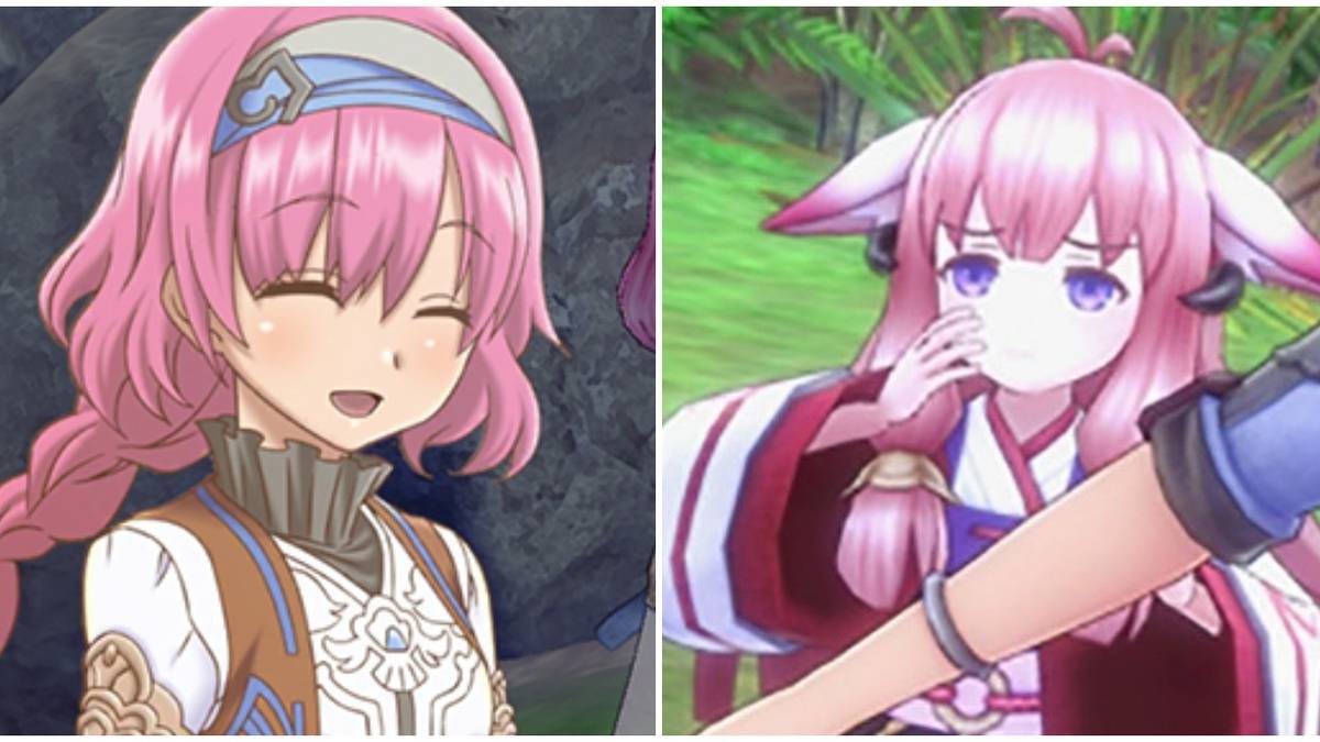Rune Factory 5 characters Priscilla being happy and Hina being upset