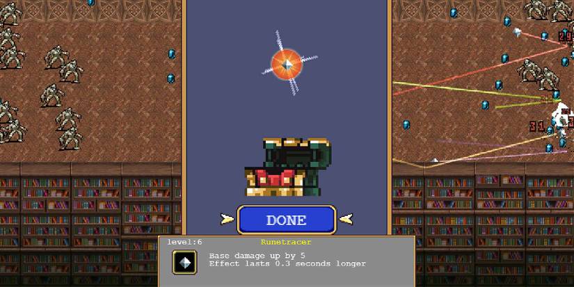 The Runetracer weapon in Vampire Survivors