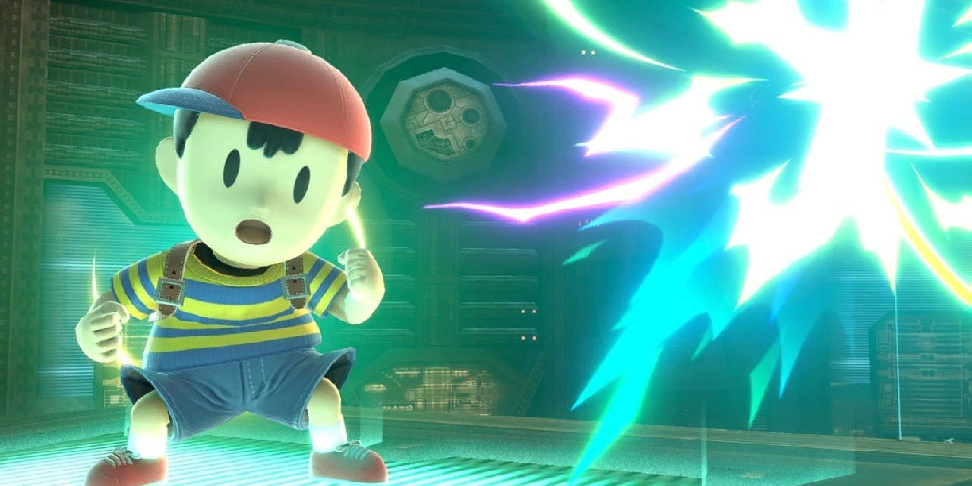 Ness using PK Pulse on Frigate Orpheon in Super Smash Bros Ultimate