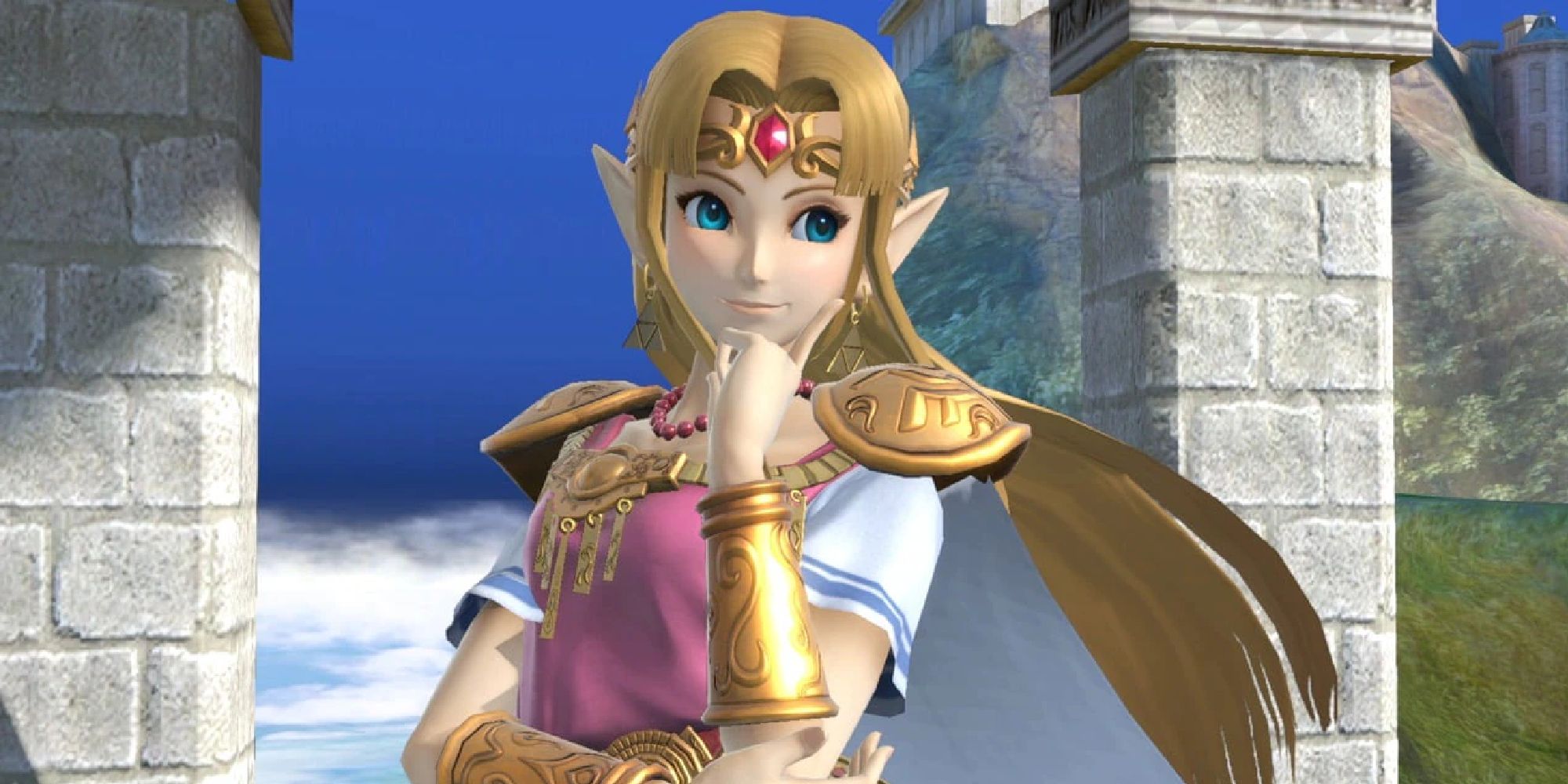 Zelda smiling in Hyrule Temple