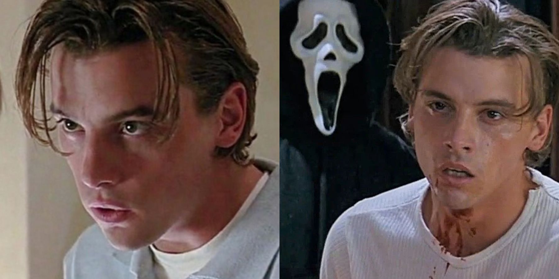 Split image of Billy Loomis (Skeet Ulrich) in Scream and Scream 2022