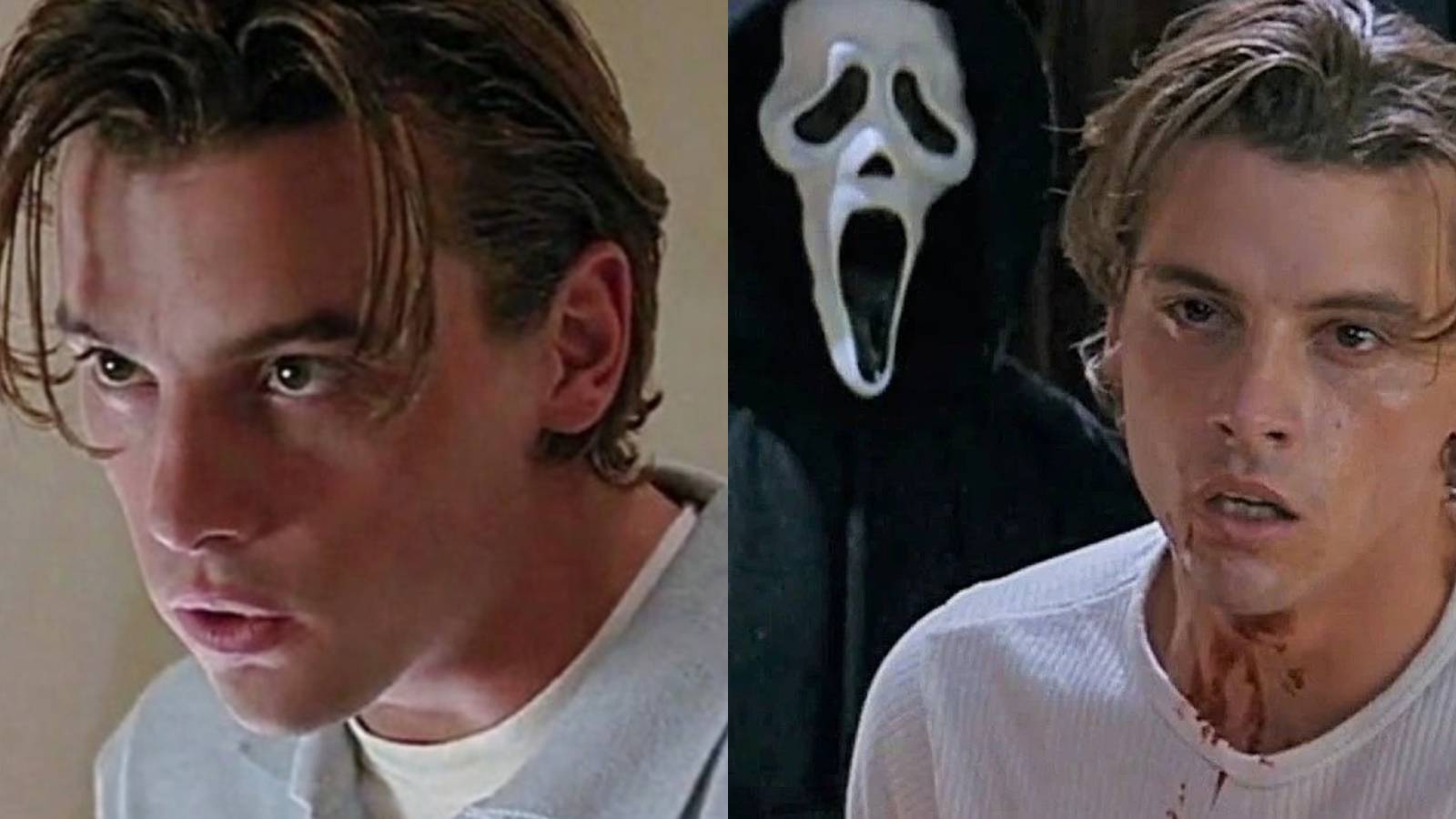 Split image of Billy Loomis (Skeet Ulrich) in Scream and Scream 2022