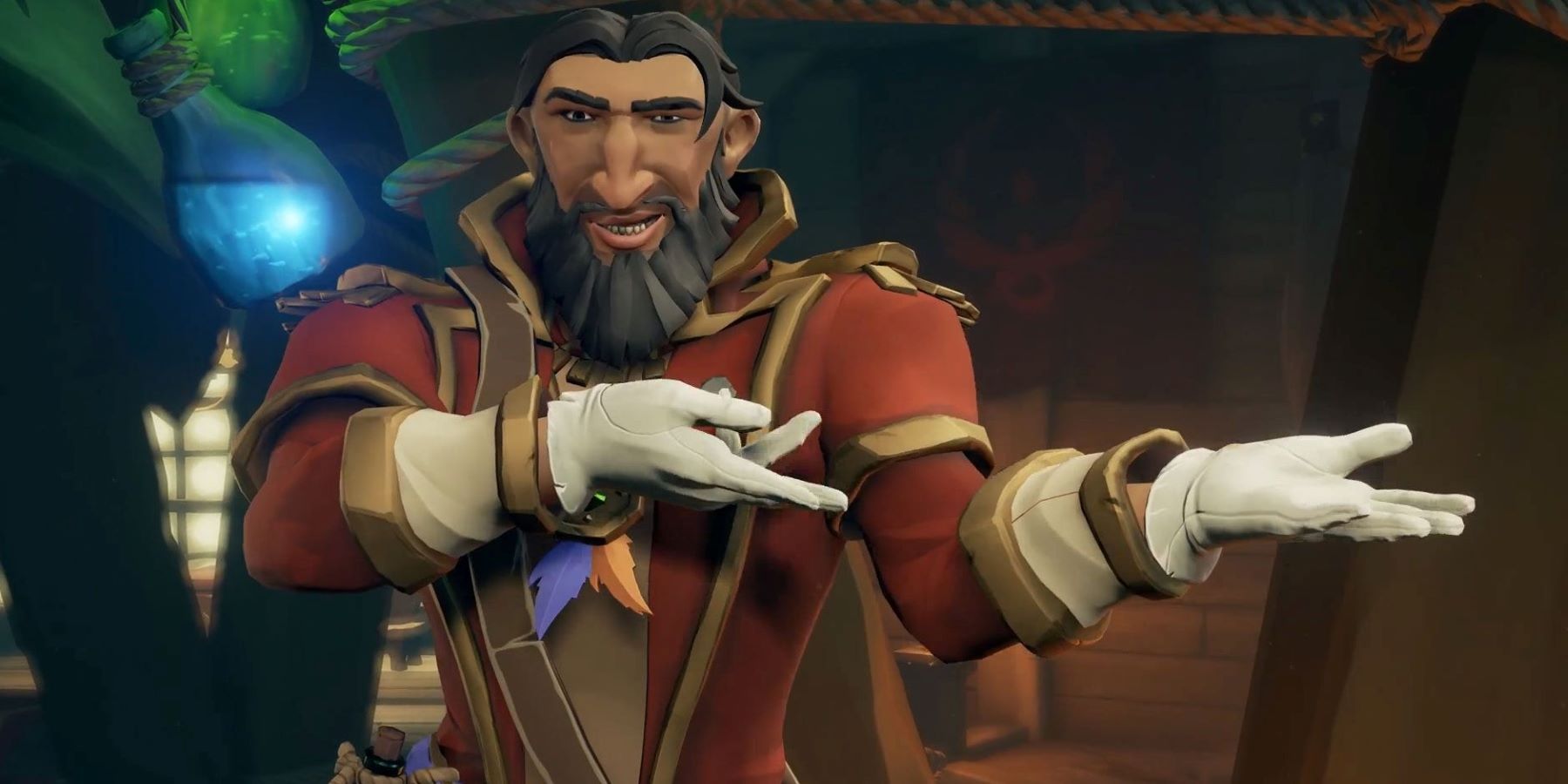 Sea of Thieves Arena host gesturing to one side