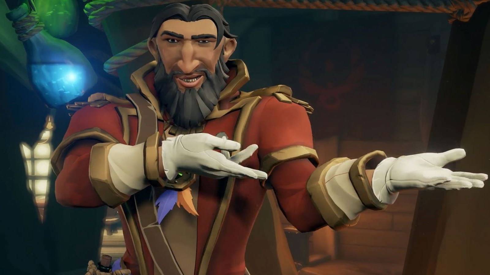 Sea of Thieves Arena host gesturing to one side