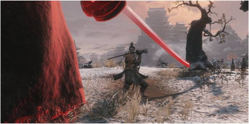 Sekiro preparing for a duel