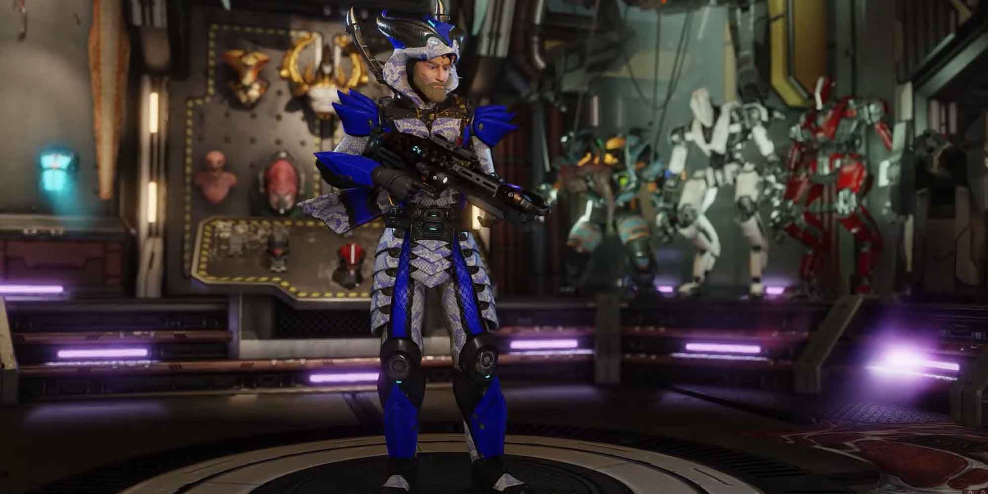 A soldier equipped with the Serpent Armor in Xcom 2