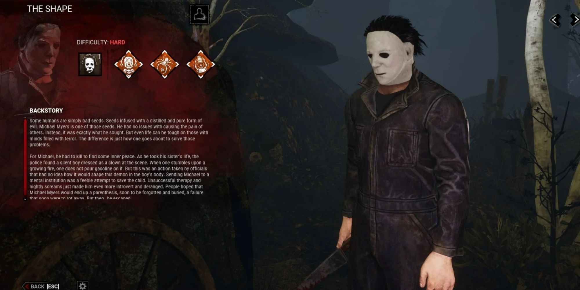 The Shape and his perks from Dead by Daylight