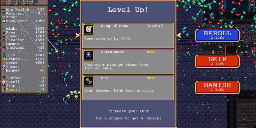 The Song of Mana weapon in Vampire Survivors.