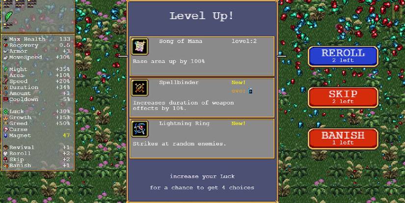 The Song of Mana weapon in Vampire Survivors