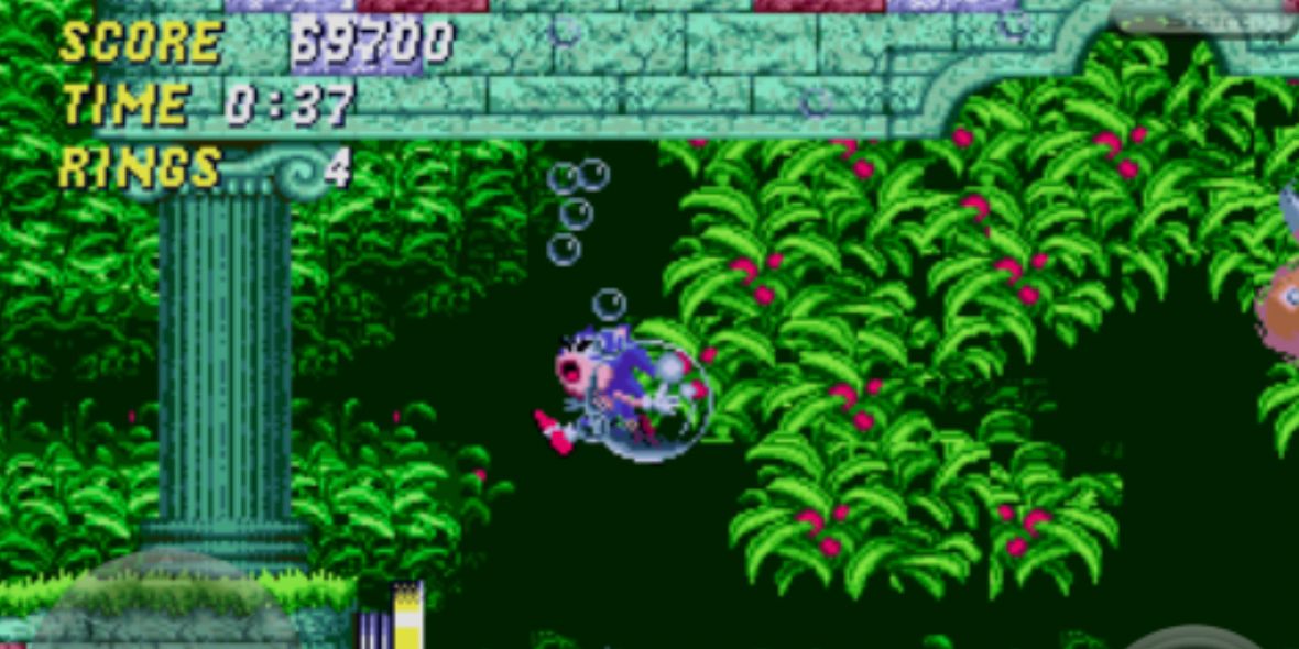 Sonic getting an air bubble underwater in Sonic 2 game