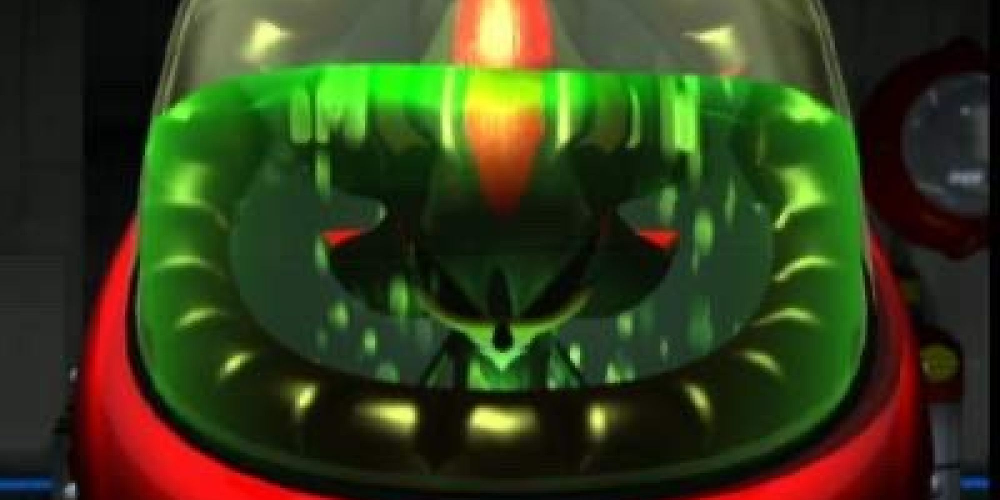 Shadow is suspended animation in a cutscene from Sonic Heroes